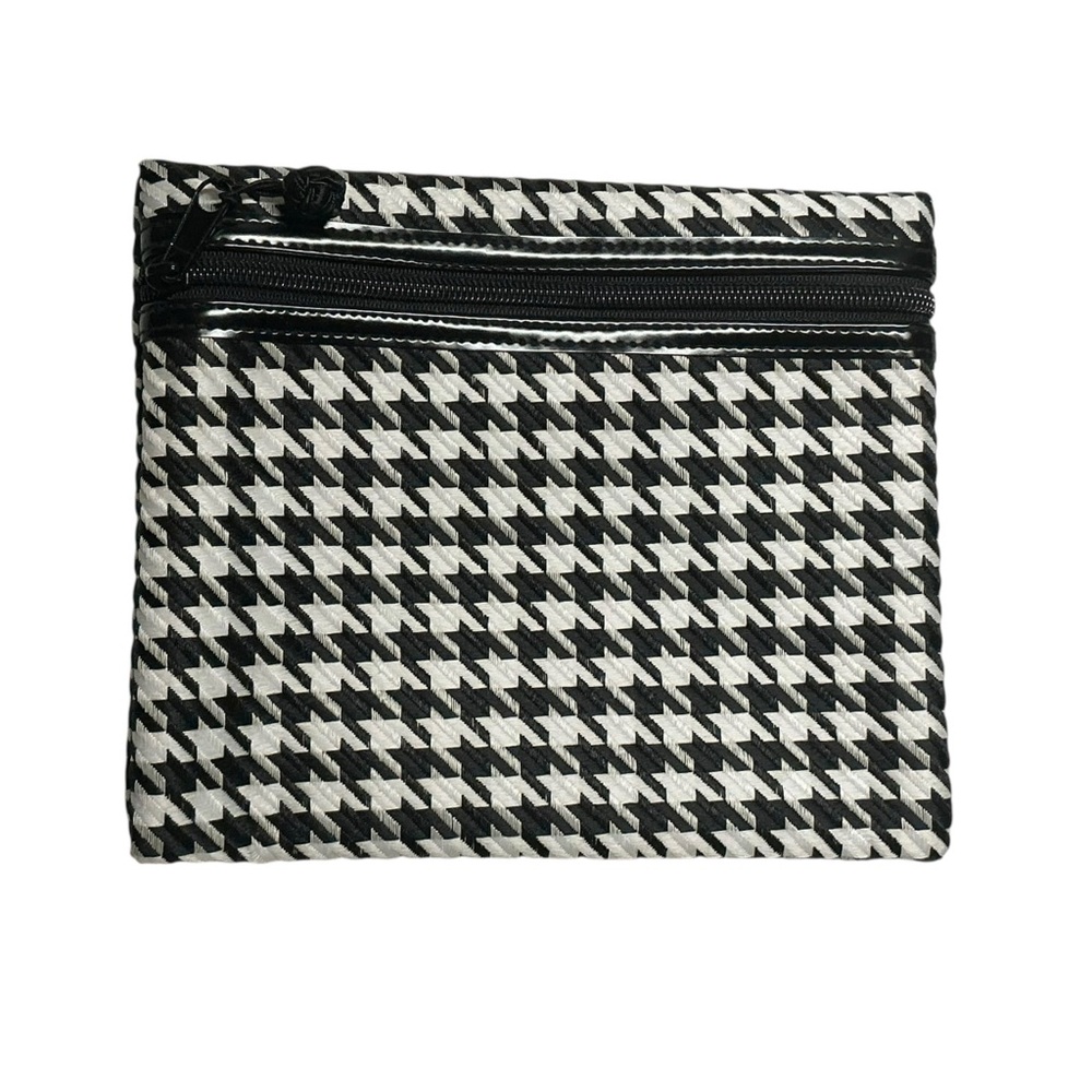 Stephanie Johnson Black & White Houndstooth Zip Pouch Clutch – Like New